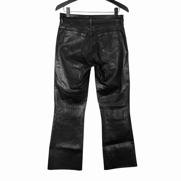 L’AGENCE Kendra Coated Cropped Flare Jean in Black With Raw Hem Size 27 - Picture 10 of 12